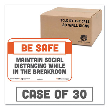 Tabbies® Besafe Messaging Repositionable Wall-door Signs, 9 X 6, Maintain Social Distancing While In The Breakroom, White, 30-carton freeshipping - TVN Wholesale